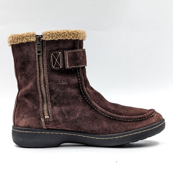 Timberland Women Winnicut Dark Brown Leather Faux Fur Lined Winter Boots size 8 - Picture 11 of 12